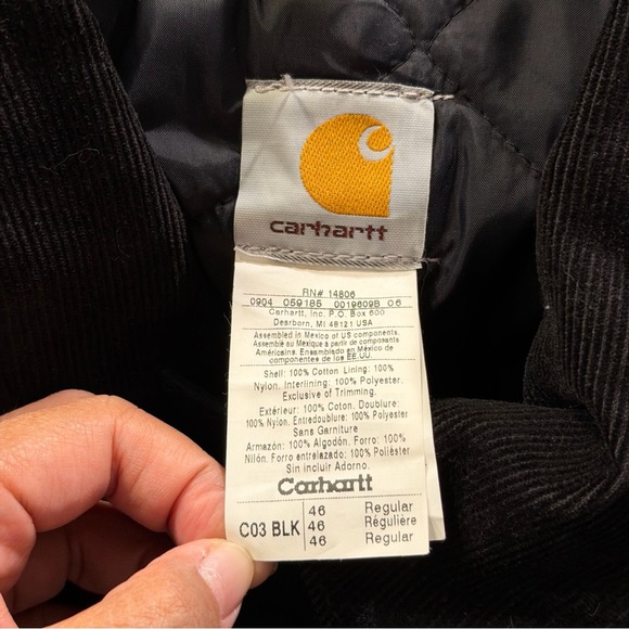 Carhartt Men’s 46 Black C03 Detroit Style Chore Jacket Rugged Workwear Utility - Picture 3 of 6